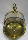 Vintage HENDRYX Brass BIRD CAGE - Beehive Style - 2 glass USA FEEDERS - Pedastal