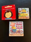 Vintage Set of 3 Interactive Board Books- Usborne- Puzzle- Penny Bank