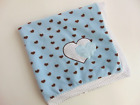 New ListingBaby Ganz Baby Blanket Blue Satin Back Brown Hearts Fleece Satin Polka Dots