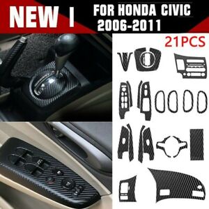 Car Interior Decals 1 Set 3D Carbon Fiber Accessories For Honda Civic 2006-2011 (For: Honda Civic)