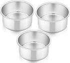 P&P CHEF 4 Inch Cake Pan Set of 3, Small Stainless Steel round Baking Layer Pans