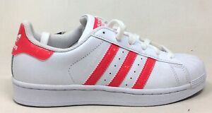 Adidas Unisex Kids Superstar J Lace Up Sneakers White Pink Size 4.5 M US