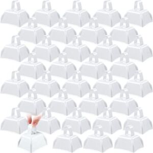 36 Pcs Metal Cowbell Noisemakers with Handles, Cow Bells Noise Makers White