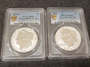 New Listing2023-S Reverse Proof $1 Morgan and Peace Dollar 2pc Set PCGS PR69 First Strike