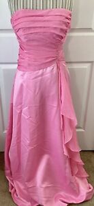 Vintage Masquerade Y2k Barbie Pink Satin Organza Strapless Prom Dress Size 7/8