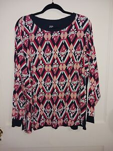 Crown & Ivy Womens Multicolored Blouse Size 2X