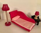 Barbie Think Pink Chaise, Floor Lamp, End Table With Lamp Barbie Wood furniture