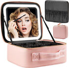 Makeup Bag with Mirror of LED Lighted Cosmetic Bag Organizer Case Adjustable