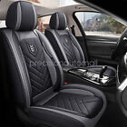 Car Front & Rear Seat Cover Full Set PU Leather Cushion Black & Gray For Hyundai