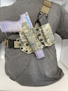 Custom Made Multi cam  Kydex  Chest Holster Rig For Glock 20,21,40,41 MOS