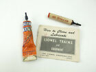 Lot Lionel Lubricant, 1953 How to Lube Booklet, Kaydee Greas-Em B-31 Lube