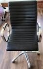 Crate & Barrel Ripple Black Leather Office Chair with Chrome Base - VGC - USED