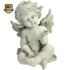 7.75 In. Cherub Angel with Baby Bird Outdoor Garden Statue