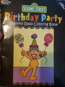 Sesame Street Friends Stained Glass Coloring Book  Softcover Unmarked