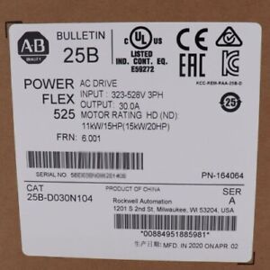 NEW Allen-Bradley New Factory Sealed 25B-D030N104 PowerFlex 525 15kW (20Hp) AC