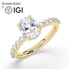 Oval Solitaire 14K Yellow Gold Engagement Ring, 2.00 ct,Lab-grown IGI Certified