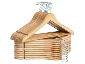 New ListingStorageWorks Wooden Coat Hanger, Wood Clothes Hangers 20 Pack, Natural Wood C...