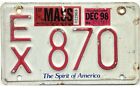 *99 CENT SALE*  1998 Massachusetts MOTORCYCLE License Plate #EX 870 No Reserve