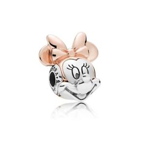 Authentic PANDORA x Disney Minnie Mouse Charm Silver & Rose Gold Essence NEW NIB