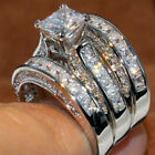 3pcs/set 925 Silver Plated Rings Women White Glass Jewelry Sz 6-10 Simulated