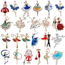 Charm Dancing Girl Crystal Pearl Brooch Pin Women Costume Jewellery Wedding Gift