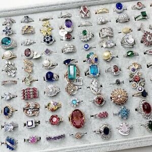 Wholesale Women Colorful Crystal Mixed Rings Bulk Finger Band Ring Jewelry Lot