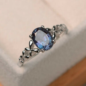 Women 925 Silver Wedding Ring Fashion Oval Cut Cubic Zircon Jewelry Sz 6-10