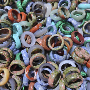 50pcs Wholesale Ring Jewelry Natural Agate Gemstone Mix Colorful Rings Lots AAA1