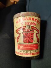 W E Garrett & Sons Snuff Jar w Label & Lid