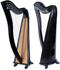 Midwest Black 22 Strings round Lever Harp with Bag, Tuner and Extra Nylon String