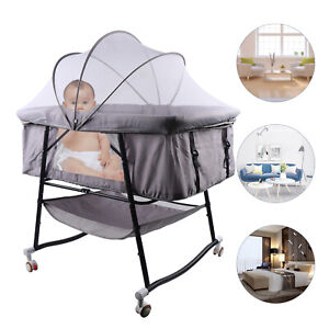 Bedside Crib for Baby 3 in 1 Bassinet for Newborn Infant Baby Boys & Girls Gray