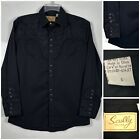 Scully Western Wear Black Embroidered Pearl Snap Shirt Mens Sz Small