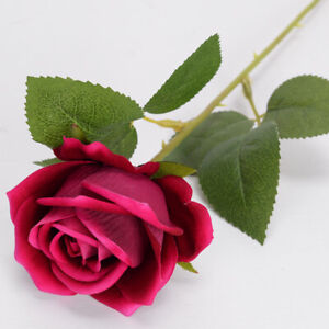 12PCS Artificial Silk Flowers Realistic Roses Bouquet Long Stem for Valentine