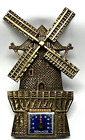 Vintage Brass Dutch Windmill Thermometer Souvenir Budapest