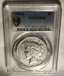 RARE 1934-S Peace Silver Dollar PCGS  XF-40 GS Nice Certified Hard Date Coin !!!