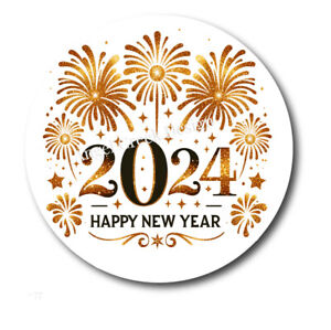 Happy New Year 2024 Scrapbook Stickers Envelope Seals Favors Gold Sparklers