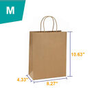 Brown Paper Shopping Kraft Retail Gift Merchandise Bags With Handles Bulk 3 Size