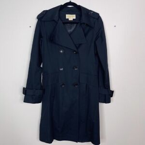 Michael Michael Kors Womens XSmall XS Black Button Front Trench Coat Cotton