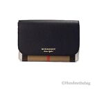 Burberry Hampshire Small House Check Canvas Black Derby Leather Crossbody Bag
