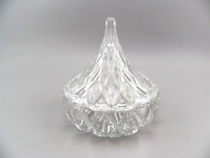 Vintage 1994 H.F.C. Crystal Cut Glass Candy Dish with Lid Hershey Kiss Shape EUC