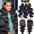 10A Human Hair Body Wave Bundles with 5×5 HD Lace Closure Remy Virgin Hair Weft