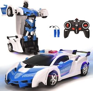 Carros A Control Remoto RC 1:18 Robot Policia De Transformer Juguetes Para Niños