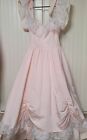 Gunne Sax by Jessica McClintock 80s Ball Gown Prom Dress Size 7 Pink Bows Lace