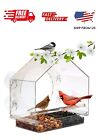 Window Bird House Feeder by Nature Anywhere with Sliding Seed Holder and 4 Extra