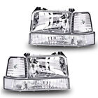 FIT FOR 92-96 FORD BRONCO F150 F250 F350 CHROME HEADLIGHTS+BUMPER+CORNER LAMPS (For: 1996 Ford F-150)