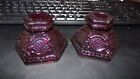 PAIR AVON SHORT RUBY RED 1876 CAPE COD TAPER CANDLE HOLDERS NIB NOS 1983