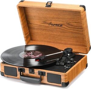 Asmuse Vinyl Record Player 3 Speed Turntable Bluetooth Built in Stereo Speakers