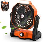 Camping Fan with LED Lantern USB Rechargeable Battery Powered Tent Fan Portable