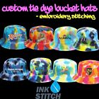 Ink Stitch Custom Logo Texts Stitching Logo Texts Tie Dye Bucket Hats