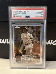 New Listing2023 Topps Chrome Anthony Volpe Sepia Holo Yankees Rookie #4 PSA GEM MT 10